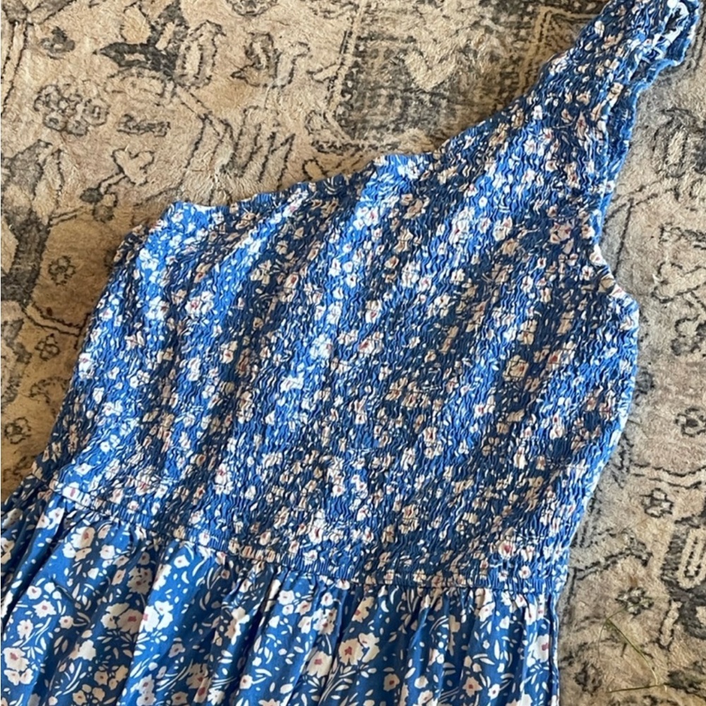 Blue Floral one-shoulder Dress